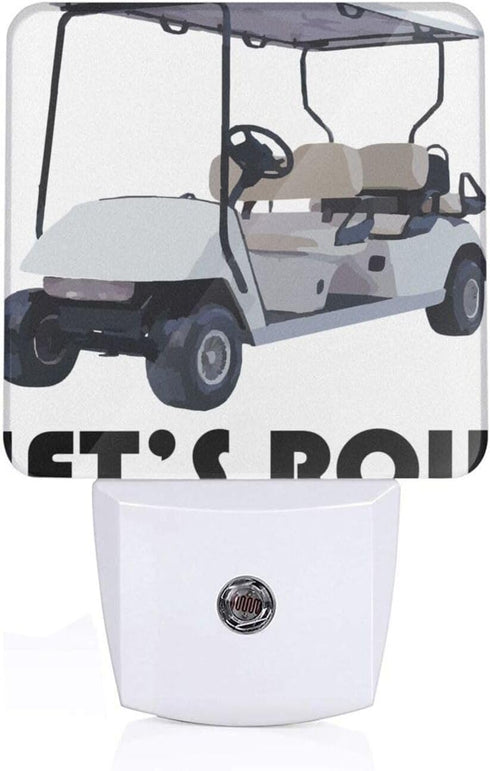Loklneyk Let's Roll Golf Cart Night Light Plug Into Wall,Nightlights with Light Sensor
