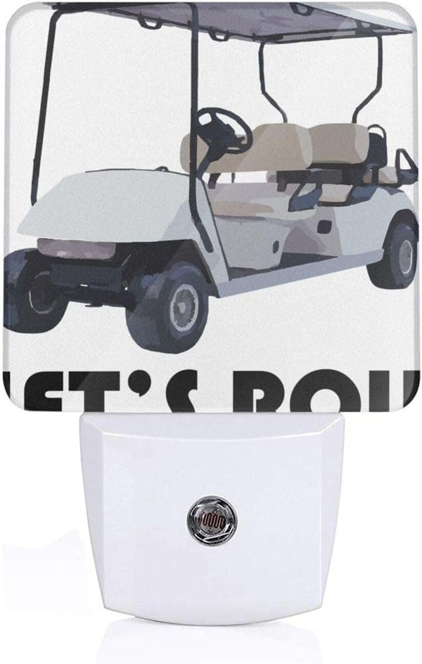 Loklneyk Let's Roll Golf Cart Night Light Plug Into Wall,Nightlights with Light Sensor