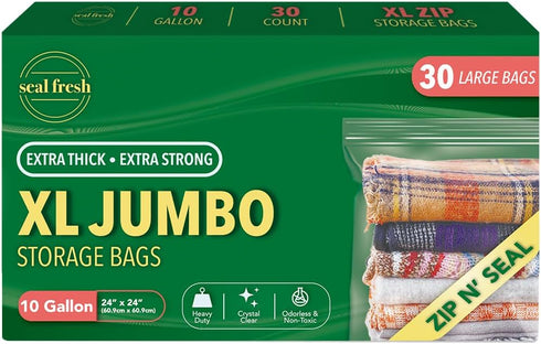 Seal Fresh 10 Gallon Large Plastic Storage Bags 24" x 24" (30