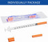 U-100 1ml 32G 1/4 Inch(6mm) Pack 100 Syringe , Syringes for Lab Supplies Dispensing Supplies, Individually Wrapped