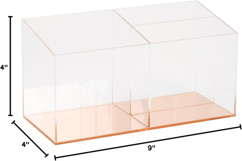 C.R. Gibson Acrylic Desktop Organizer, Mirror Panel, 9" W x 4" H x 4" D - Rose Gold (SC2-20084)