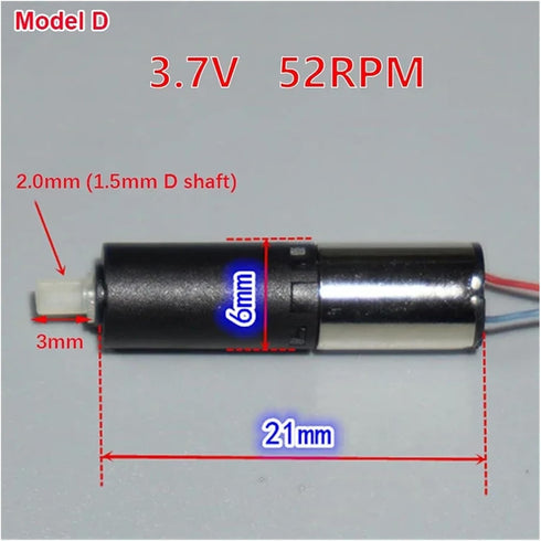 P98LJZQ 3V 3.7V 46RPM-6400RPM 6mm 52rpm(3.7V)) DC Tiny Mini Planetary Gearbox Corless Gear Motor Engine DIY Toy Robot