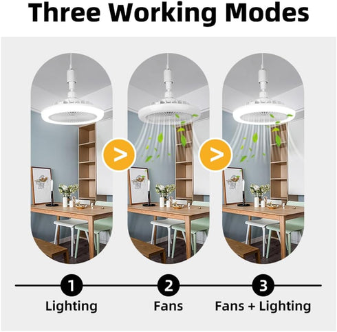 Peaoop Bulb Silent Socket Fan Light - Screw-in Ceiling Fan Light Socket, LED Fan, Ceiling Fan Light with Light