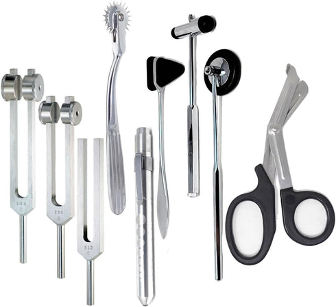A2Z SCILAB 9 pcs Neurological Percussion Set, Reflex Taylor Buck Babinski Hammers,