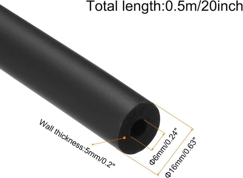 MECCANIXITY Pipe Insulation Foam Tube Lagging Insulation Pipe 6mm(1/4") ID 16mm(5/8") OD 20" Heat Preservation for Handle Grip Support