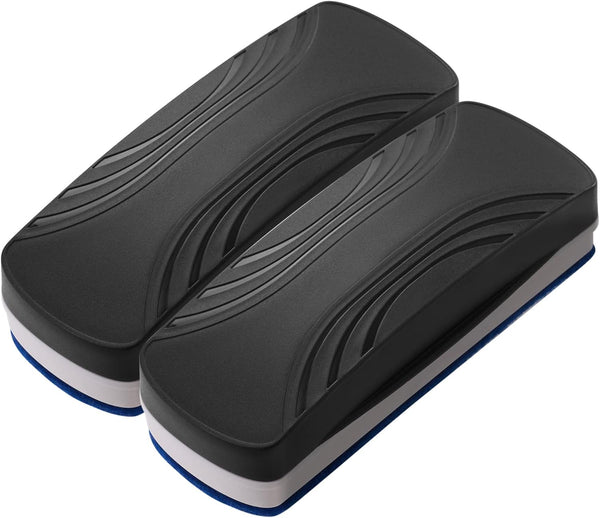 Ddaowanx Magnetic Dry Erase Eraser, Glass Board Eraser, Pack of 2 for School and Office Supplies (Black)