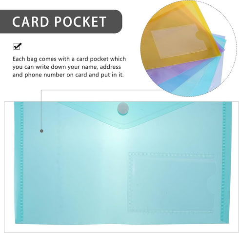 Plastic Envelope, 30pcs Poly Envelopes with Snap Closure, A5 Letter Size File Bag for Office School Work