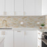 Yipscazo 10 Sheets Peel and Stick Stone Metal Tile Backsplash, 12'' X 12'', Beige Stone with Gold for Kitchen, Bathroom