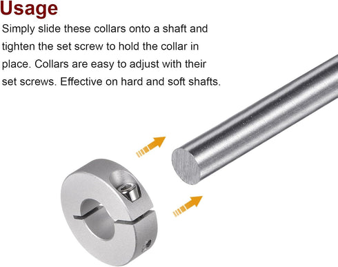 4pcs Shaft Collar Set, 17mm Bore Aluminum Alloy Set Screw Split Clamp-On Collars for Machine Tools