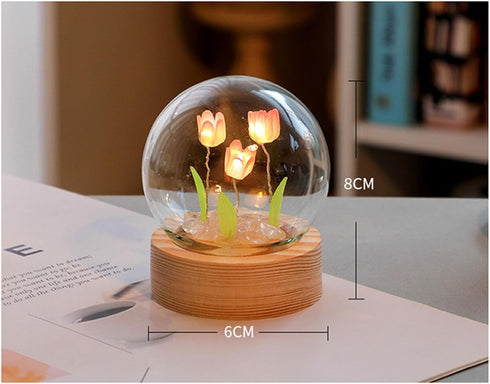 Beufee Flower Lamp, Tulip Lamp Handmade Artificial Flower Table Lamp Flower Desk Lamp Tulip Night Light Unique Lamps