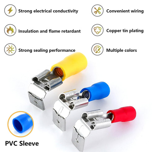 smseaces 80Pcs Insulated Piggy Back Spade Connectors 22-10AWG 6.3mm for Automotive, Audio Systems, Household Appliances