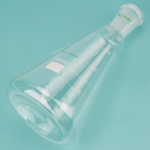 24/40 Glass Erlenmeyer Flask, Borosilicate Graduated Laboratory Flask with 500 ml Capacity and 24/40 Standard Taper