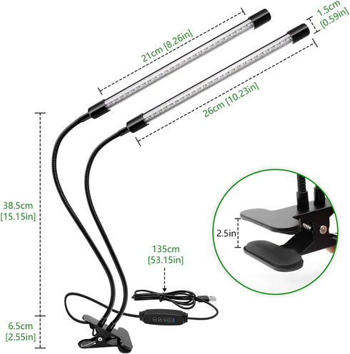 YGS-Tech LED Black Light, 3 9 12H Timer, 10 Dimmable Levels UV Light, Dual Head 54LEDs Blacklight for Glow in The Dark