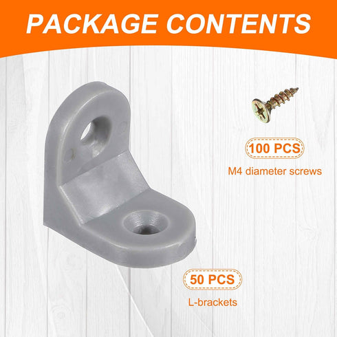 50pcs 0.7"x0.9" (16.6x23.1mm) 90 HARFINGTON Plastic l Brackets Small Round l Shape Bracket Degree Right Angle Corner