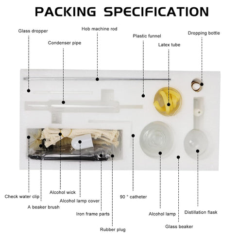 Distillation Apparatus Kit, 100ML Home Micro Distillation, 13pcs Glassware Set