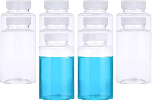 PATIKIL 10 Pcs 300ml Reagent Bottles, Transparent PET Wide Mouth Round Bottles with Screw Cap for Lab Storage
