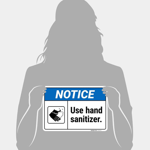 10x7 Inches, 4 Notice Use Hand Sanitizer Sign, Mil Vinyl Decal Stickers Weather Resistant, Made in USA