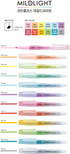 LINEPLUS Mildlight Highlighter Cool 6-Color Set, Soft Pastel Colors for Note-taking and Studying