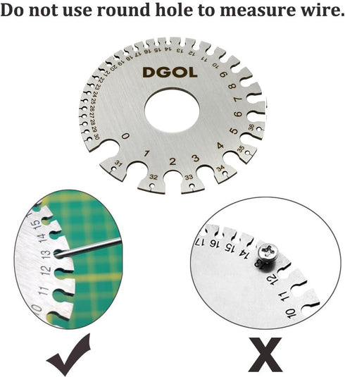 DGOL Stainless Steel SWG Sheet Metal Wire Cable Gage Standard Thickness Gauge with Clear Numbers and Letters