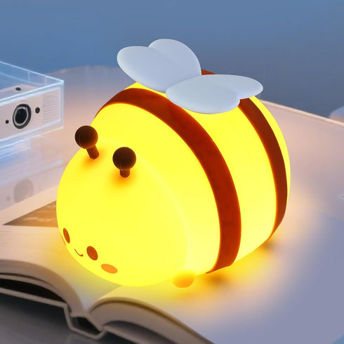 ollycasa Bee Night Light, Cute Silicone Animal Bedside Lamp, Night Lamp for Kids