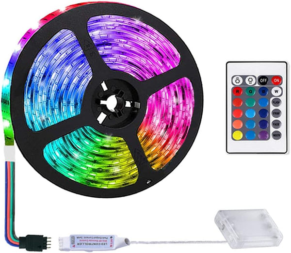 sinzau 2m/6.6FT Battery Powered Led Strip Lights, LED Strip with 24 Keys Remote