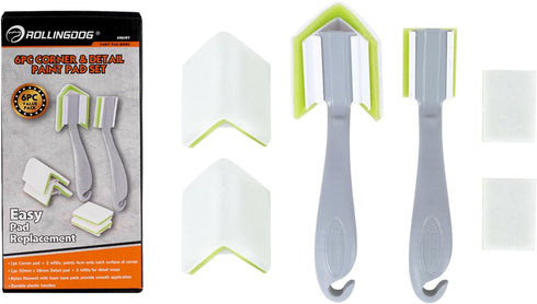 ROLLINGDOG 6PC Paint Pad Set - Trim Paint Edger Tool with Replacement for Walls, Detail Painting, Corner