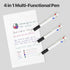 Cambond 4-in-1 Multicolor Pen 1.0mm, 4-Color Retractable Ballpoint Pens for Office School Supplies, 5 Pack (White)