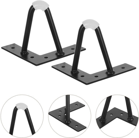4pcs 10cm VILLCASE Black Iron Hairpin Furniture Legs with Anti-Slip Base for Coffee Table, Bedside Cabinet