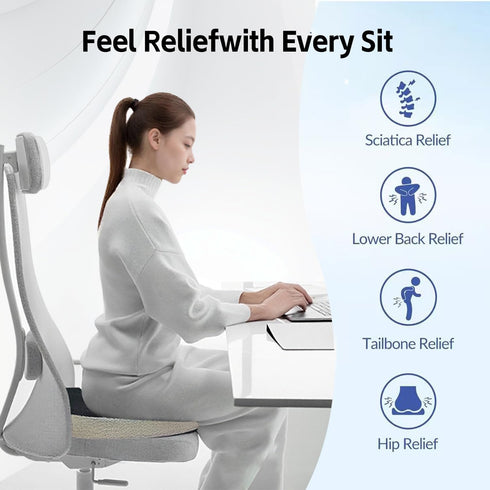 Tailbone Seat Cushion for Pain Relief, Memory Foam Coccyx Cushion for Office Chair & Car, Ergonomic Chair Pad