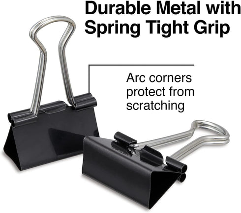 Staples 395200 Medium Binder Clips, Bulk Pack, Black, 1 1/4-Inch Size, 144/Pk