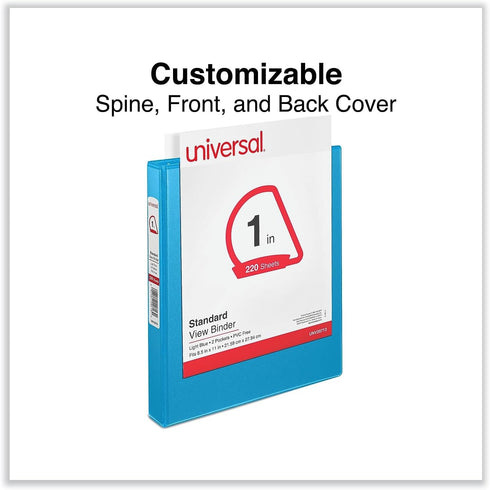 Universal UNV20713 11 in. x 8.5 in. 1 in. Capacity 3 Rings Slant D-Ring View Binder, Light Blue for Document Storage