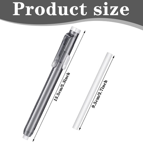 Retractable Mechanical Eraser Pen, 12 Pieces, Clear Black, Bulk Style Erasers, Refill for Daily Study, Office, Painting