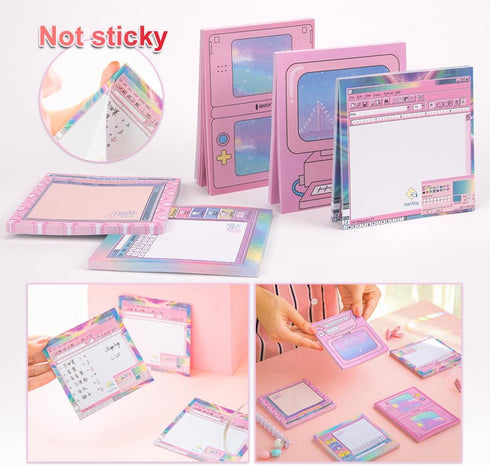 KOOBOOK Kawaii Planner Notebook - Cute Memo Pads with Computer Game Shape Design, 5 Styles, 50 Sheets/Pad