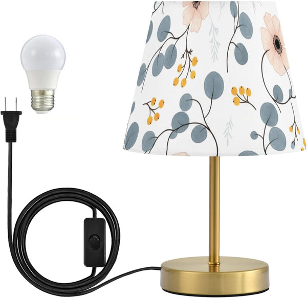 ALAZA Table Lamp for Bedroom Nightstand Flower Plant Grey Leaves Bedside Lamp