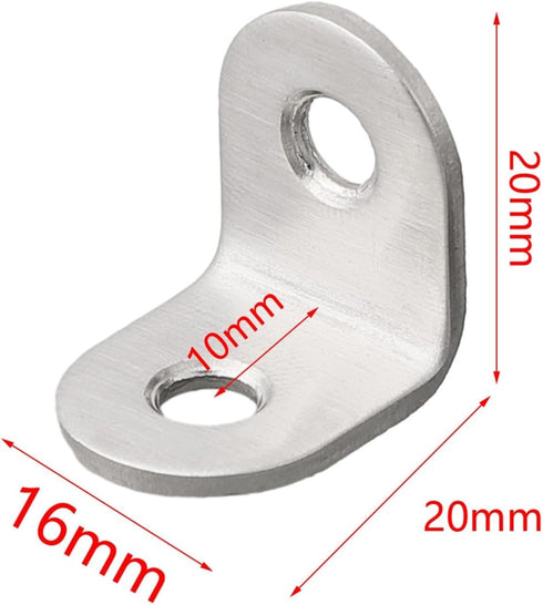 HanOaki 10 90 Pieces Stainless Steel L Shape Degree Brackets for Corner Reinforcement in Wood Furniture, Shelves