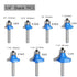 Totowood 7Pcs 1/4 1/2",3/8",5/16",1/4",3/16",5/32",1/8",Carbide 2 Roundover Router Bit Shank,Radius in Tip Flutes