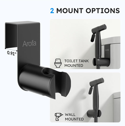 Arofa Black Bidet Sprayer for Toilet, Handheld Jet Sprayer Adjustable Water Pressure Muslim Shower with Bidet Hose