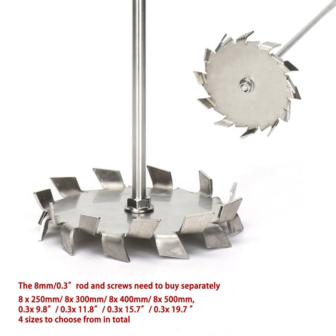304 Stainless Steel Dispersing Disc, 30-500mm Dispersion Impeller Blade Paddle with 8mm Shaft Hole, Dia 150mm