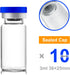 3ml Sealed Vials with Self Healing Injection Port and Plastic-Aluminum Flip Caps, Glass Empty Vials for Injection, 10