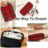 Plaid Check Pencil Pouch - Scottish Tartan High Capacity Pencil Case, Stationary Bag, Cosmetics Bag (Red White)