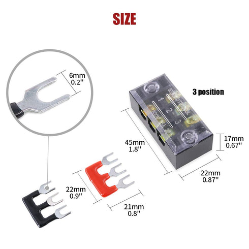 Hilitchi 12pcs 600V 15A 3 Position Double Row Screw Terminal Strip and 400V 10A Red/Black Barrier Strip