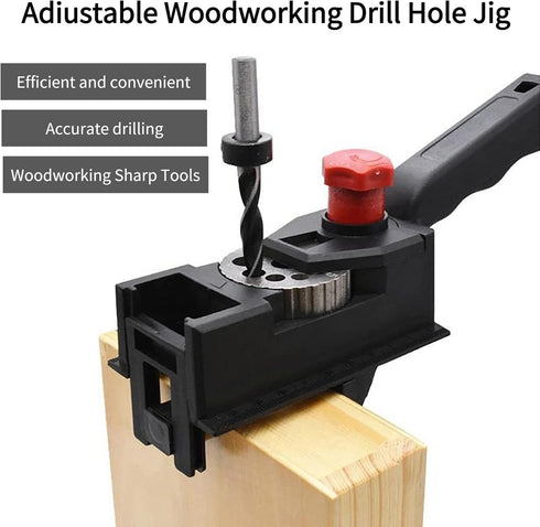 Drilling Wood Dowel Straight Hole Adjustable Jig, Woodworking Carpentry Positioner Locator Tool