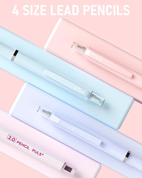 Nicpro 22PCS Pastel Mechanical Pencils Set with Case, 0.5, 0.7, 0.9 mm, 2mm Lead Holders, 11 Tube Lead Refills & 3
