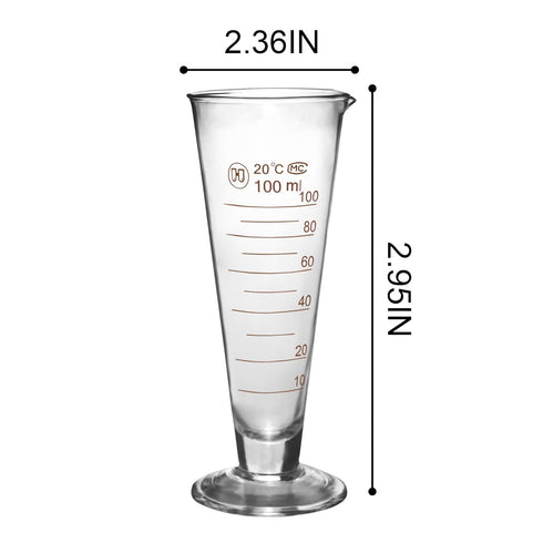 Professional Lab Graduated Measuring Cup with Spout, 100ml Wide Mouth Glass Conical Beaker