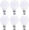 6 Pack Bioluz Dimmable LED G25 Light Bulb, 40W Replacement (6W), Warm White (2700K), 450 Lumens, UL Listed