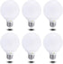 6 Pack Bioluz Dimmable LED G25 Light Bulb, 40W Replacement (6W), Warm White (2700K), 450 Lumens, UL Listed