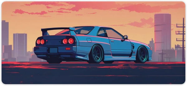 JDM Car Desk Mats, Large Mouse Pads with Japanese Anime Design, Gaming Cool R34 Mousepad for Desktop Keyboard Mat 35.4