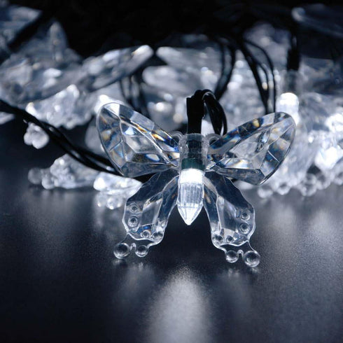 Solar String Lights, Waterproof 16ft 20LED Butterfly Christmas Fairy Lights Decorative Lighting for Home Party Wedding Patio Garden Porch Balcony (White) by WONFAST