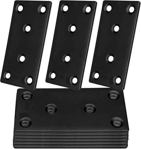 20PCS Black Flat Mending Plates, Heavy Duty Metal Brackets, 3-1/8” Stainless Steel Joining Plates for Wood Furniture