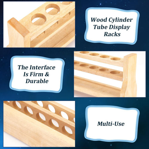 OLYCRAFT 12 Holes Wooden Test Tube Rack, 20ML Tube Display Stand for Chemistry Laboratory, 15.9x2.1x4.8 Inch